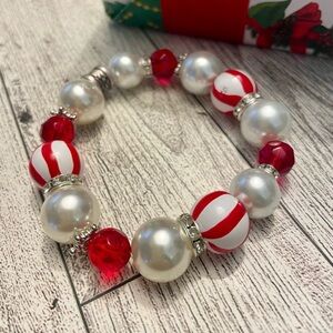 Pearl & Peppermint 14m Crystal and silver accented Bracelet stretch handmade